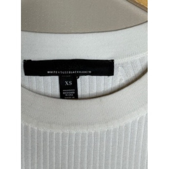 White House Black Market White Ribbed Mixed Lace Mesh Long Sleeve Top XS - Picture 3 of 4